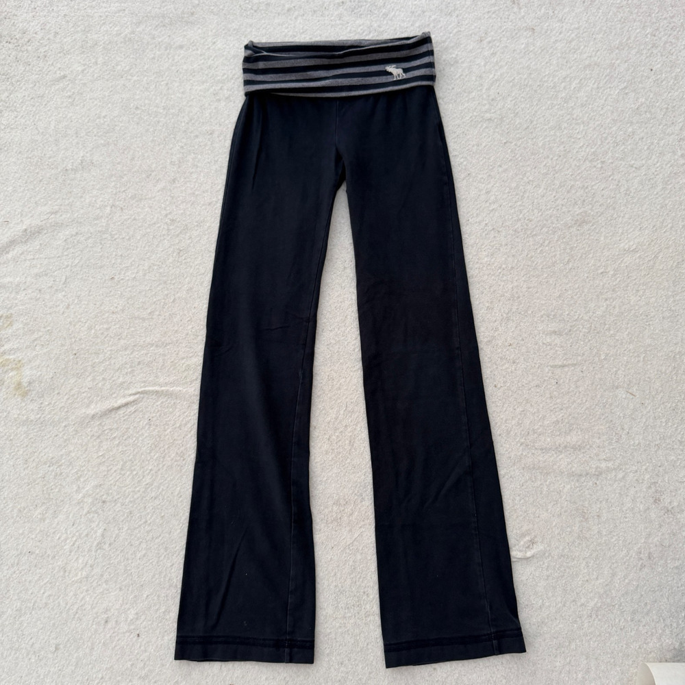 Abercrombie & Fitch Foldover Yoga Pants Women's Size Small Gray Black Sweatpants